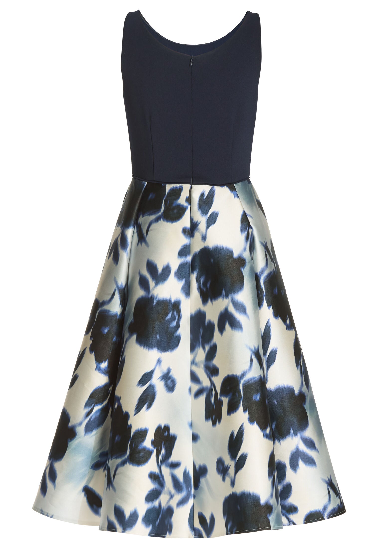 Cocktailkleid aus bedrucktem Twill mit Scuba Oberteil