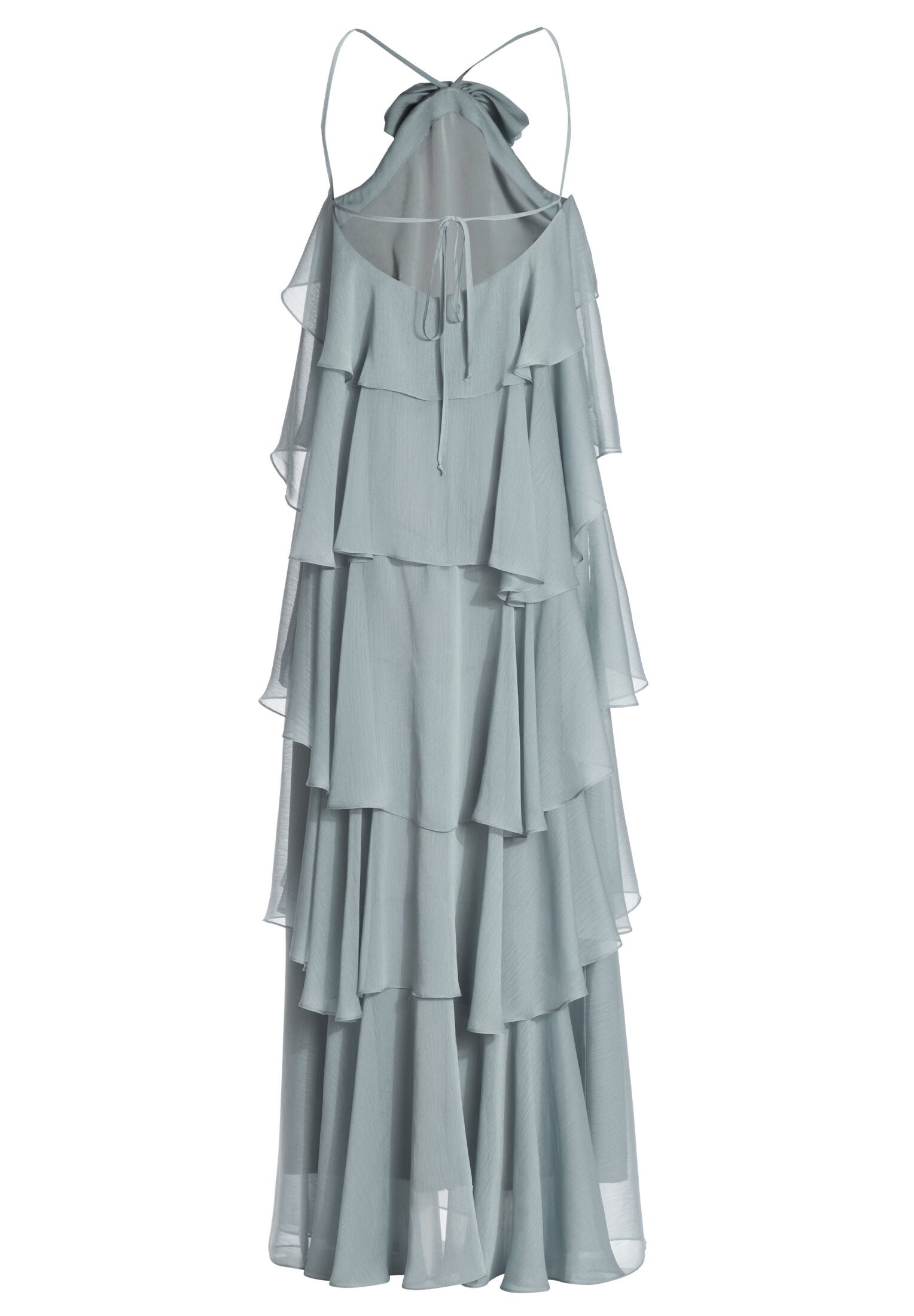 Abendkleid aus Crinkle Chiffon mit gestuften Volants