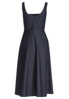 Midi Kleid mit Karree-Ausschnitt aus Dark Denim
