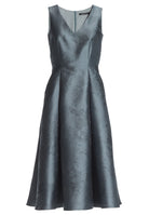 Midi Kleid aus floralem Jacquard mit V-Ausschnitt