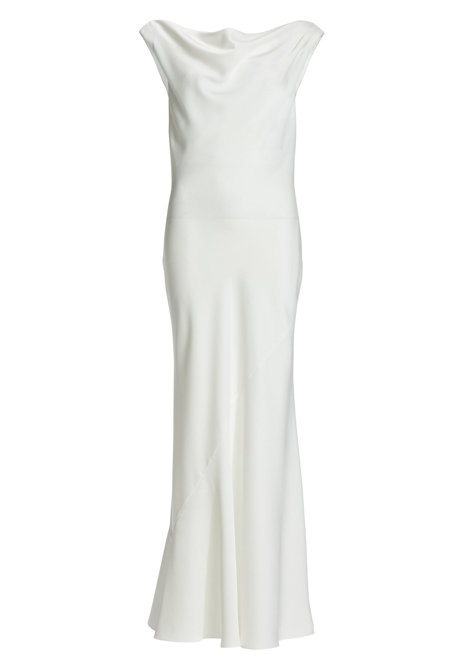 Abendkleid aus Satin mit Wasserfall Ausschnitt