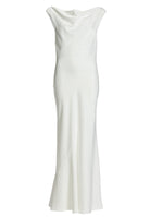 Abendkleid aus Satin mit Wasserfall Ausschnitt