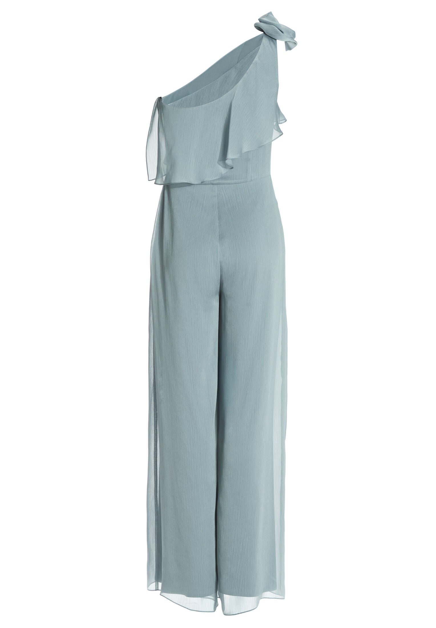 One-Shoulder Jumpsuit aus Crinkle Chiffon mit Blüte