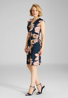 Etuikleid aus floral bedrucktem Scuba mit Knoten Detail