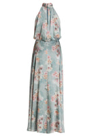 Abendkleid mit blusigem Top aus floral bedrucktem Crinkle Satin