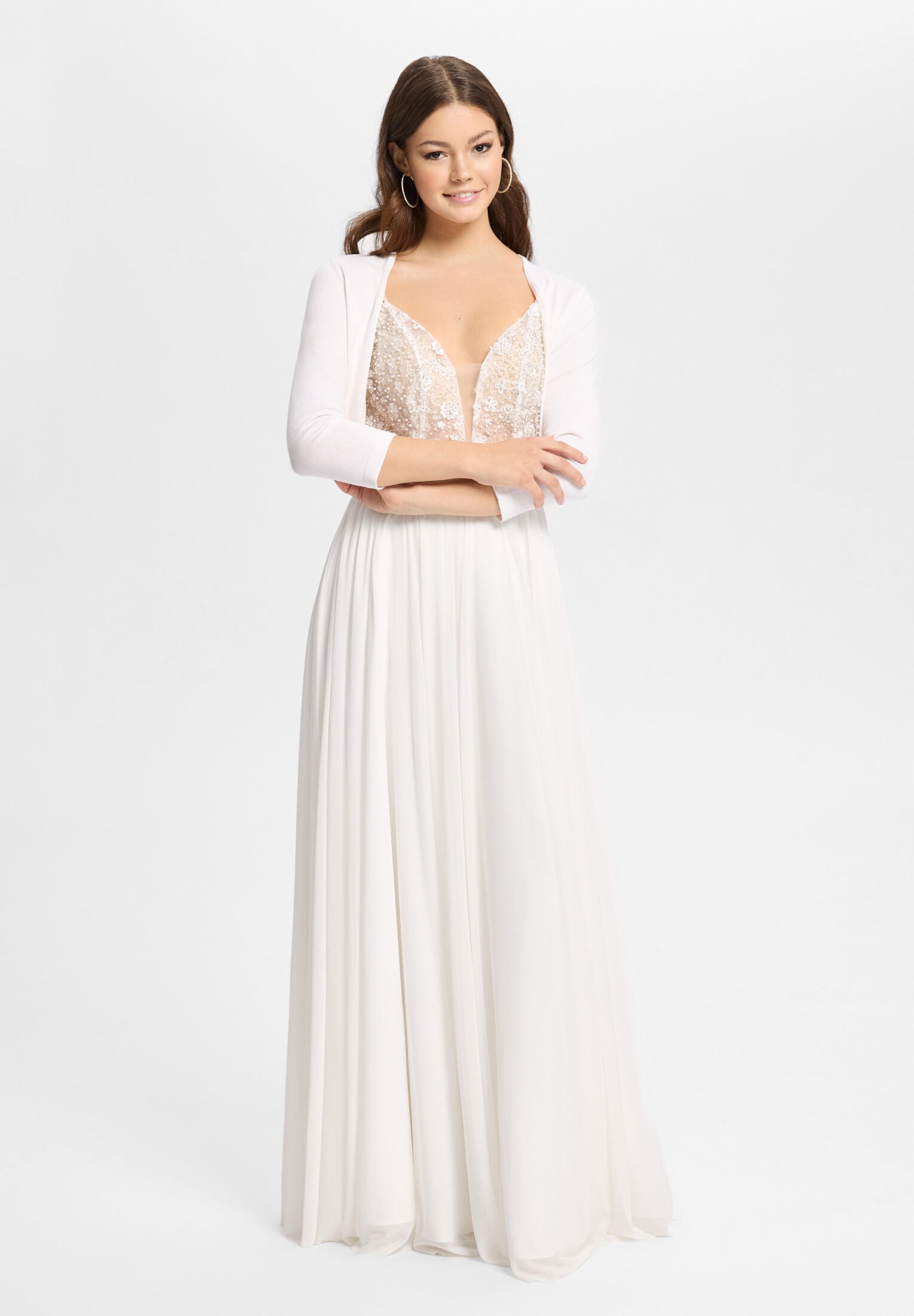 Strickbolero mit 3/4-Arm ivory