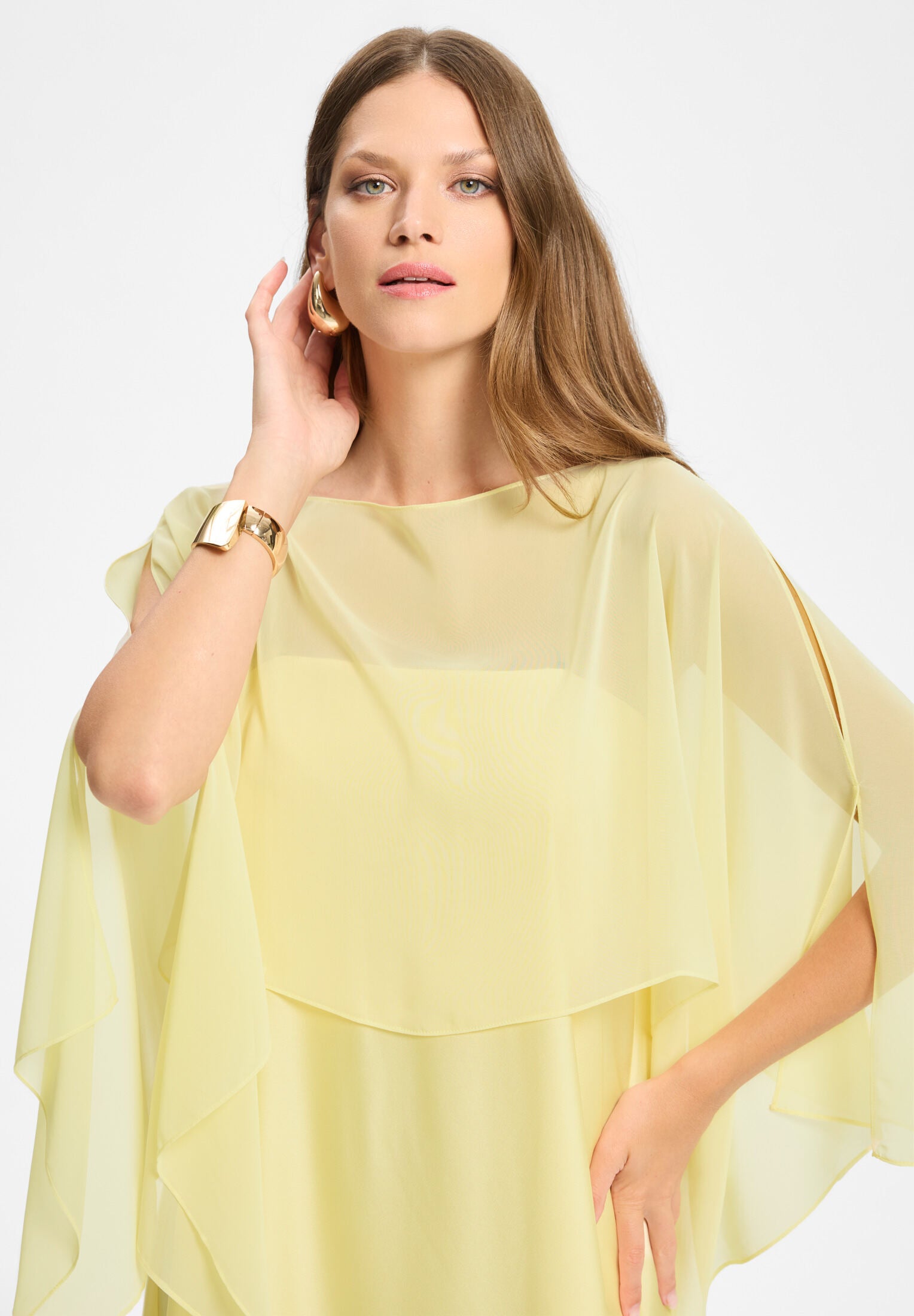 Schlupf-Stola aus Chiffon mit Ärmelschlitzen