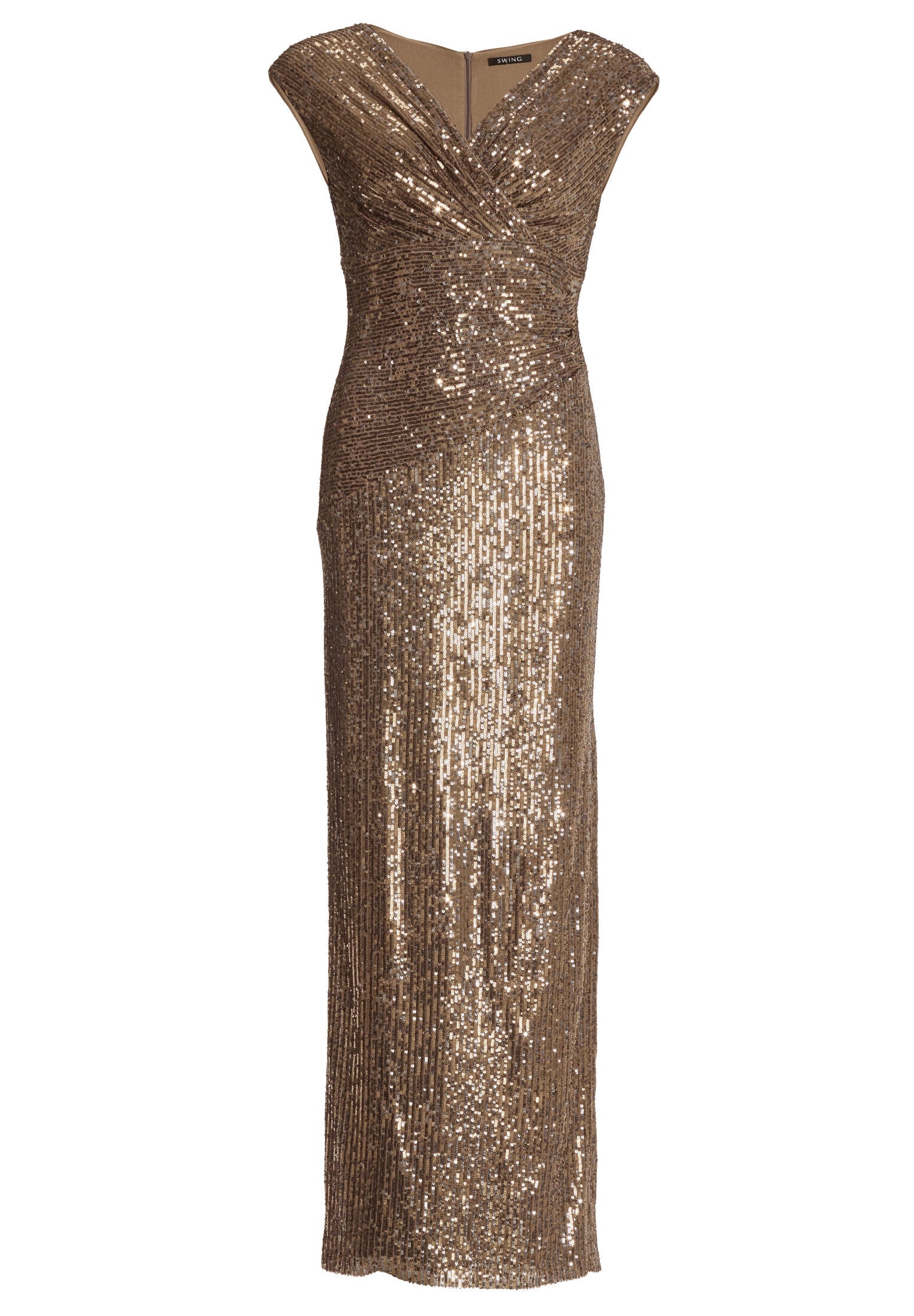 Figurbetontes Abendkleid aus elastische Paillette mit Drapierung