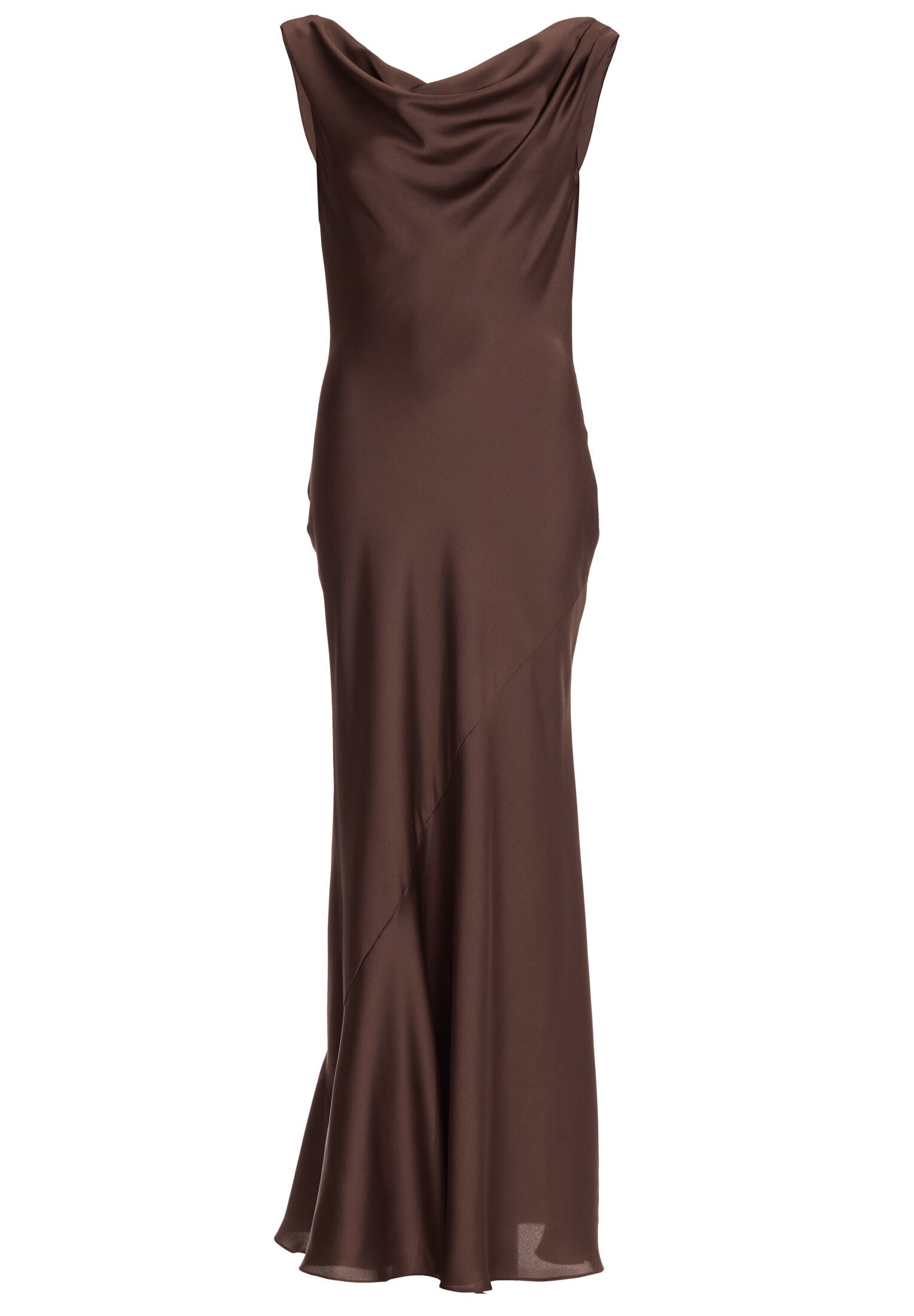 Abendkleid aus nachhaltigem Satin mit Wasserfall Ausschnitt