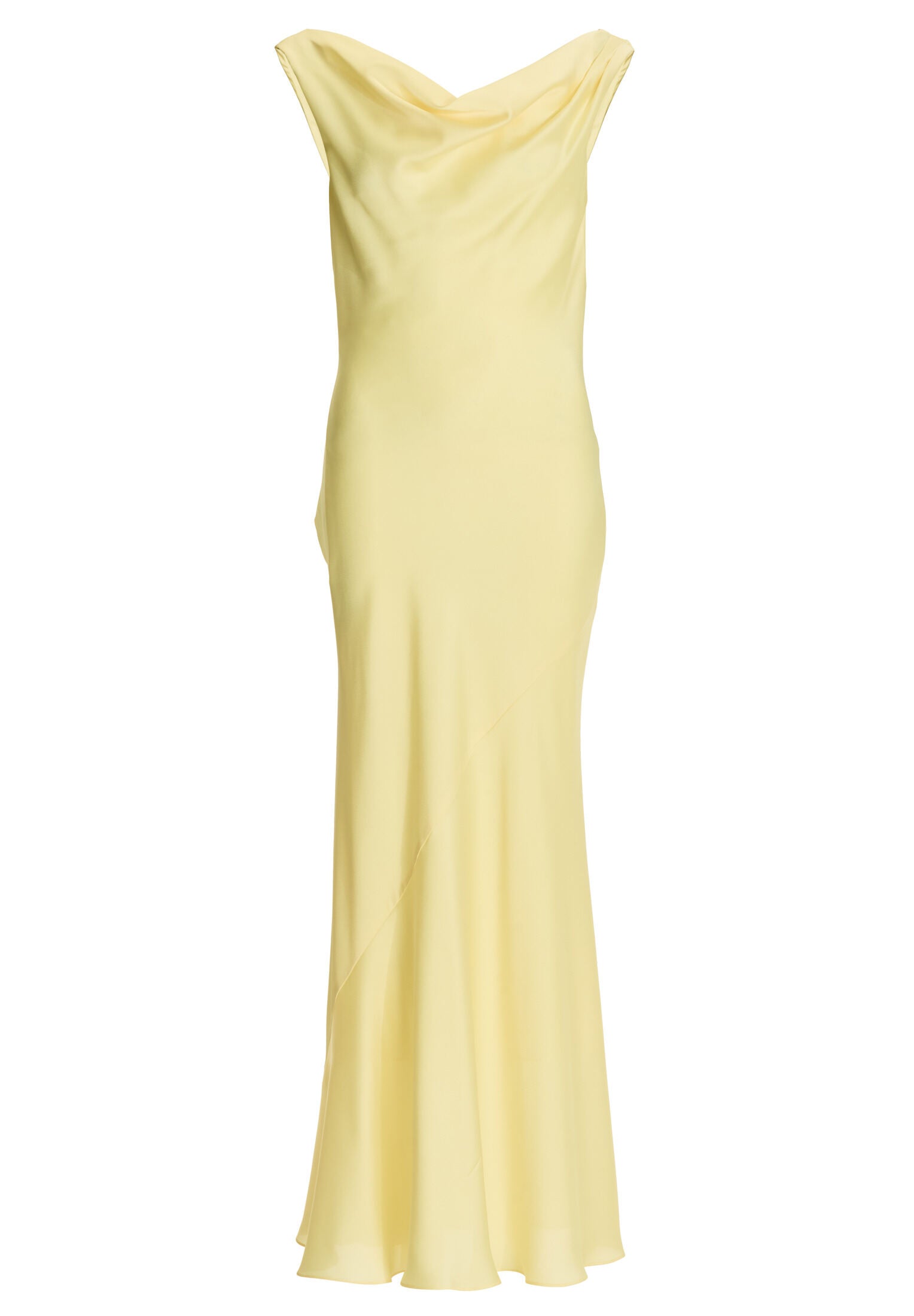 Abendkleid aus nachhaltigem Satin mit Wasserfall Ausschnitt