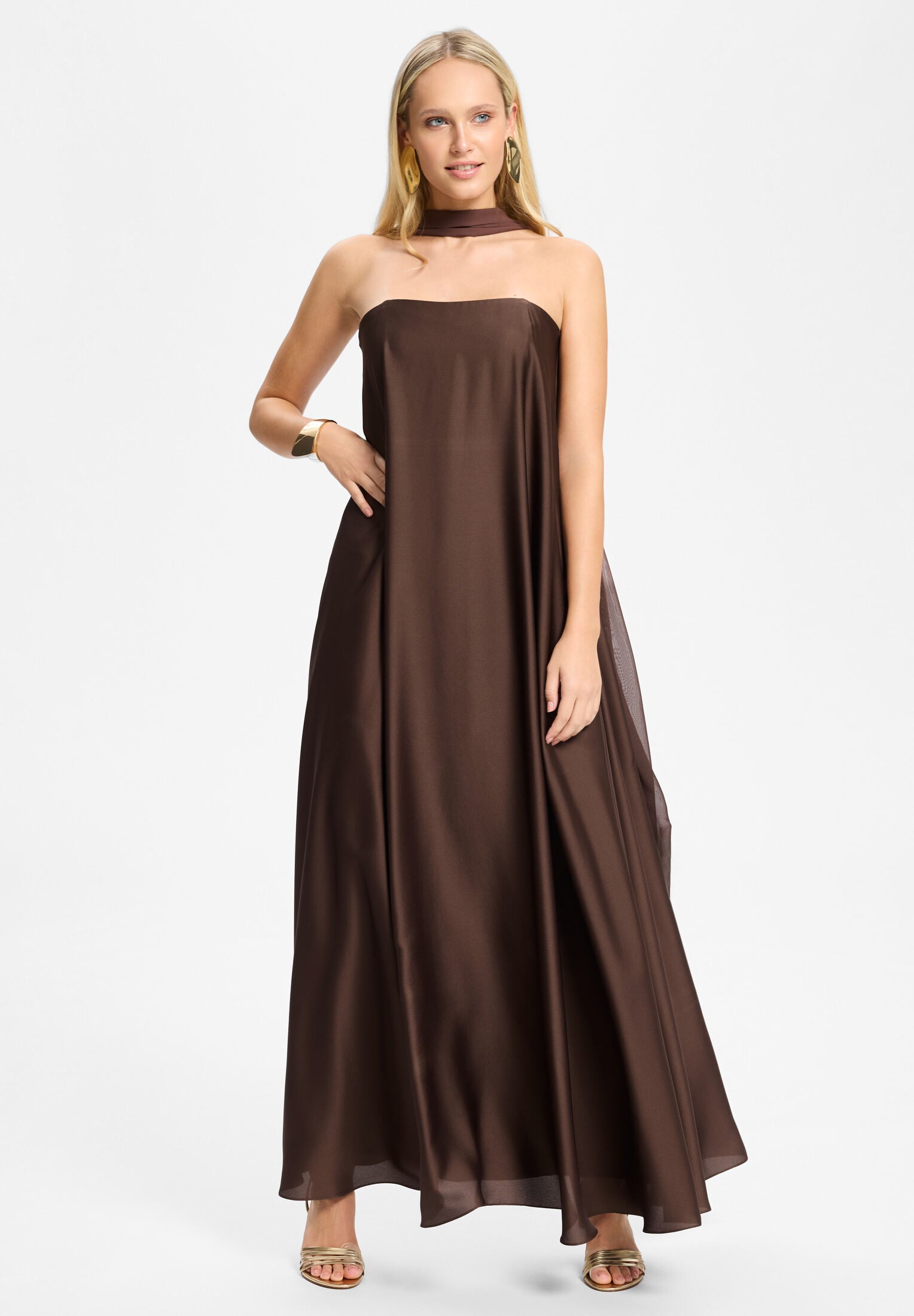 Schal aus Chiffon chocolate brown One Size