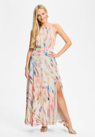 Abendkleid aus Crinkle Chiffon mit Animal Print