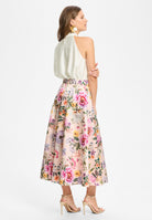 Faltenrock aus bedrucktem Twill