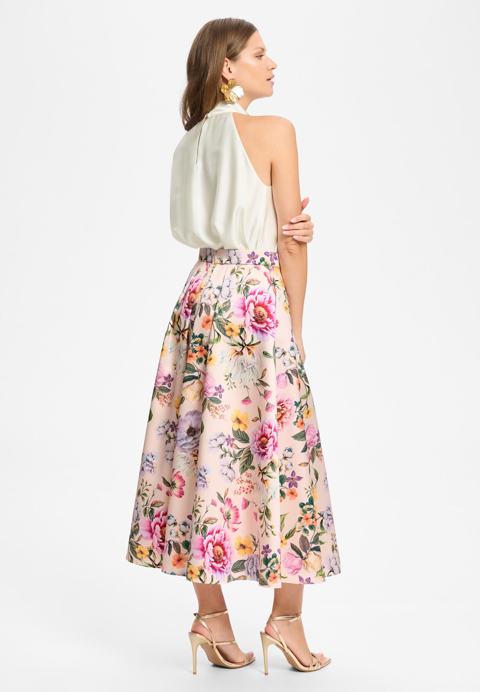 Faltenrock aus bedrucktem Twill