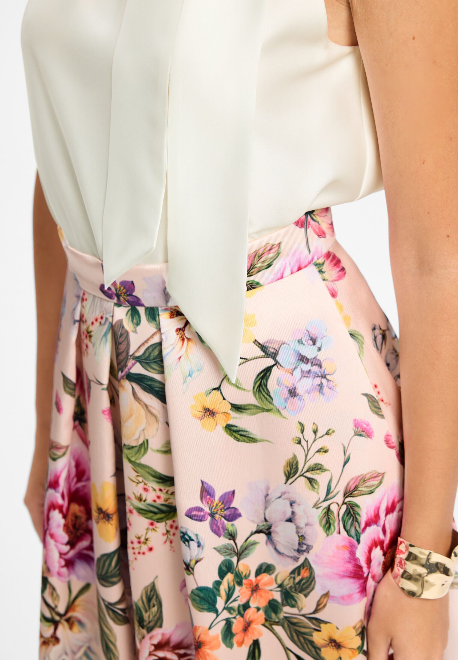 Faltenrock aus bedrucktem Twill