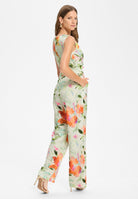 Jumpsuit aus leichtem Scuba mit Blumendruck und Drapierung