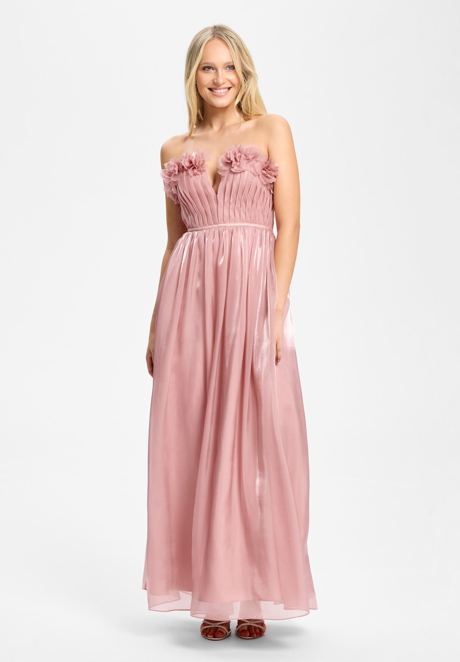 Organzakleid mit floralen Details flamingo pink