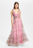 Abendkleid mit floralem Print und Rüschendetails rosy pink print