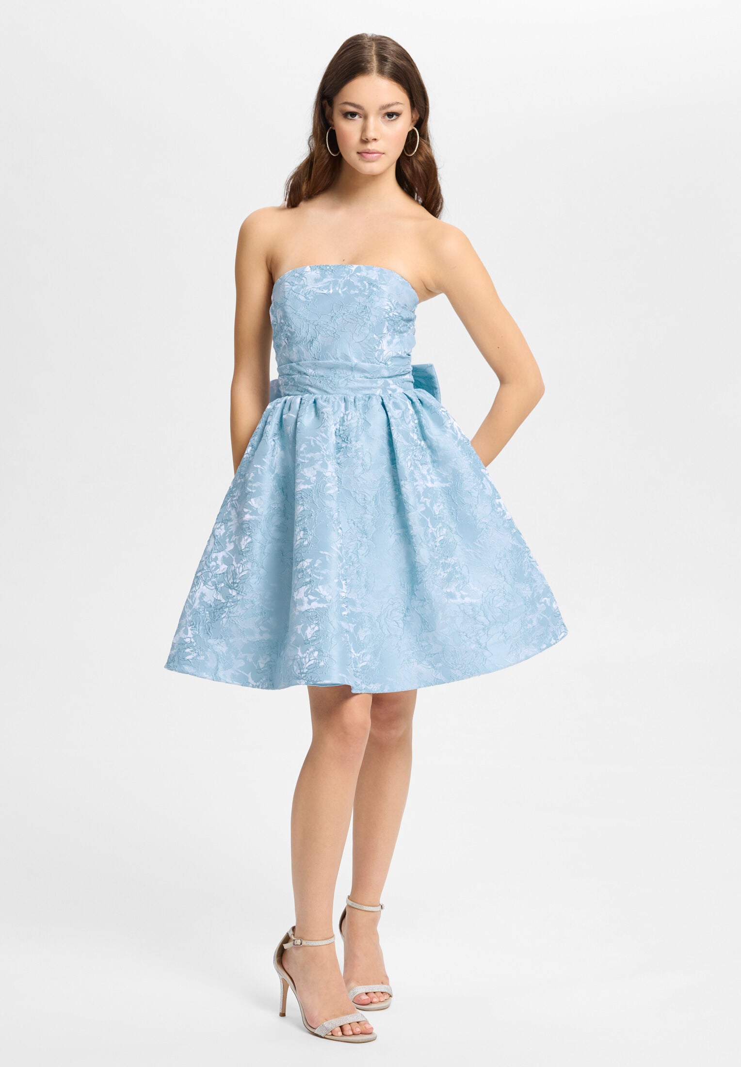 Cocktailkleid aus Jaquard mit ausgestelltem Rock sky blue