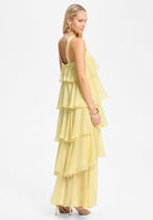 Abendkleid aus Crinkle Chiffon mit gestuften Volants