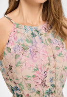 Abendkleid aus floral bedrucktem Chiffon mit Zierträgern