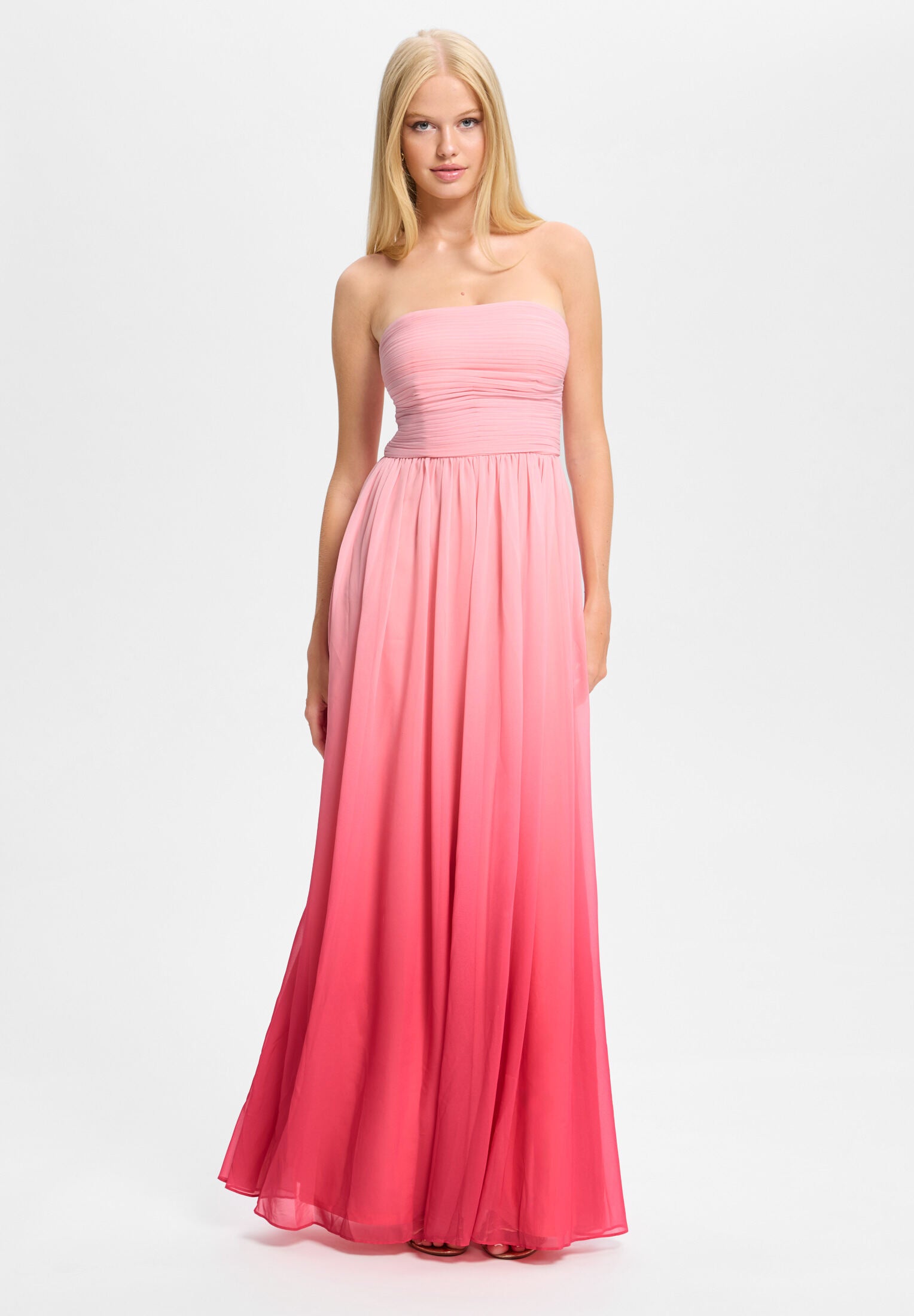 Abendkleid mit Chiffonrock im Ombré-Look ballet rose | coral ombre