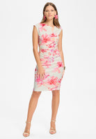 Etuikleid aus bedrucktem Scuba mit Drapierungen ivory | multi