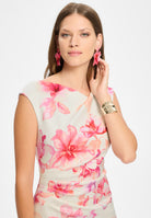 Etuikleid aus bedrucktem Scuba mit Drapierungen