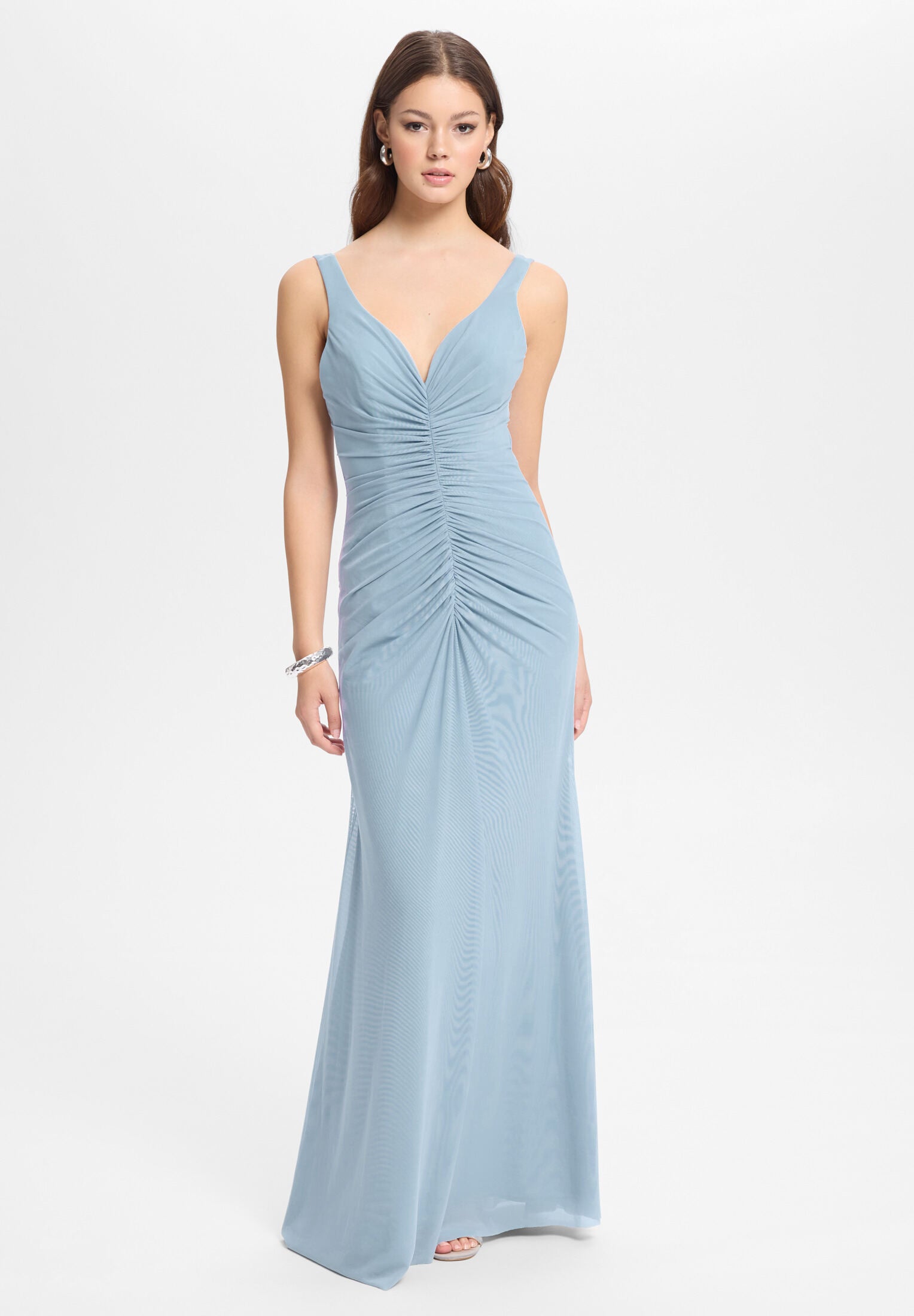 Figurbetontes Abendkleid mit feiner Raffung sky blue