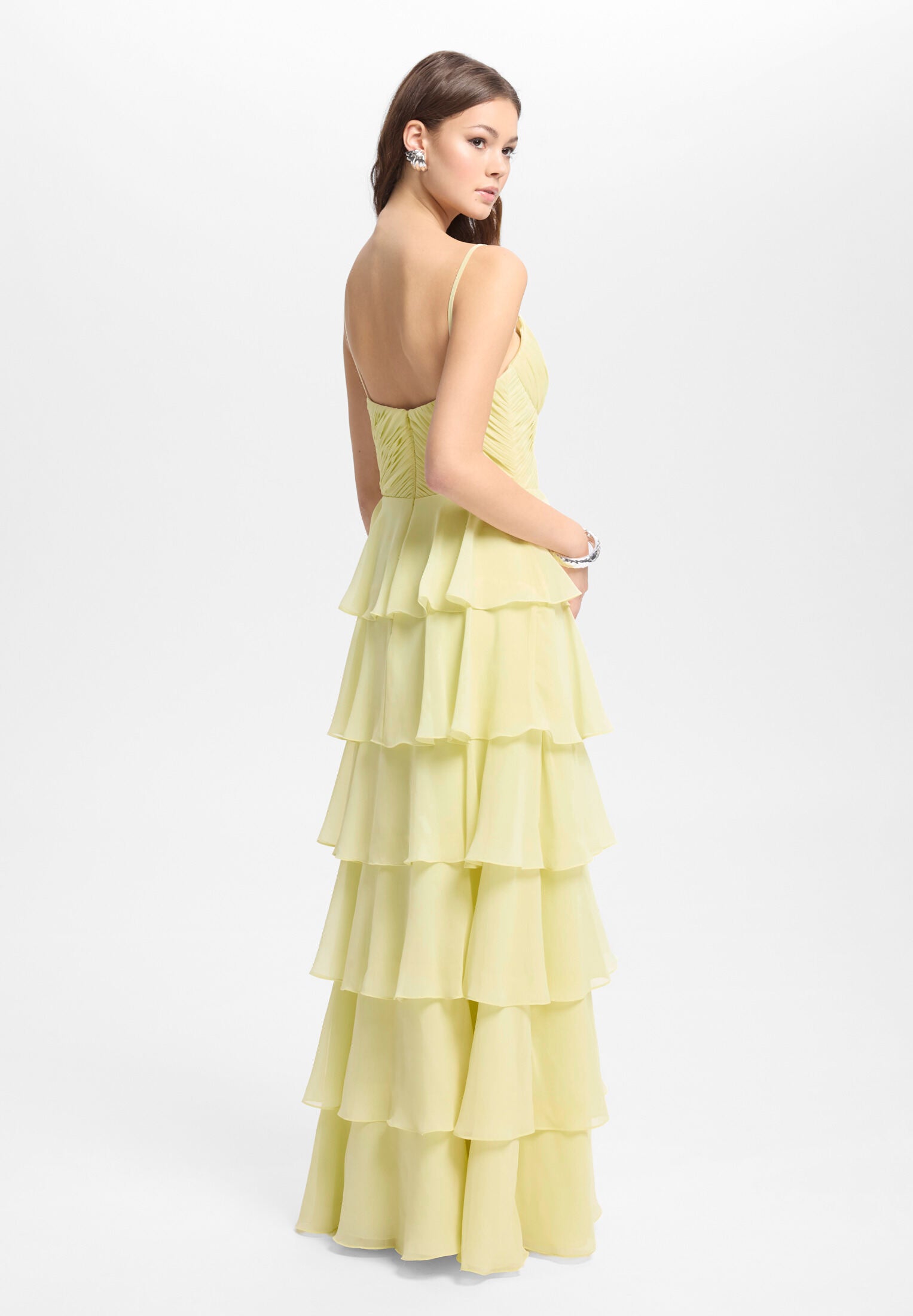 Abendkleid aus Chiffon mit Volants