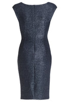 Cocktailkleid aus foliertem Jersey in Bouclé Optik mit Drapierungen