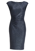 Cocktailkleid aus foliertem Jersey in Bouclé Optik mit Drapierungen