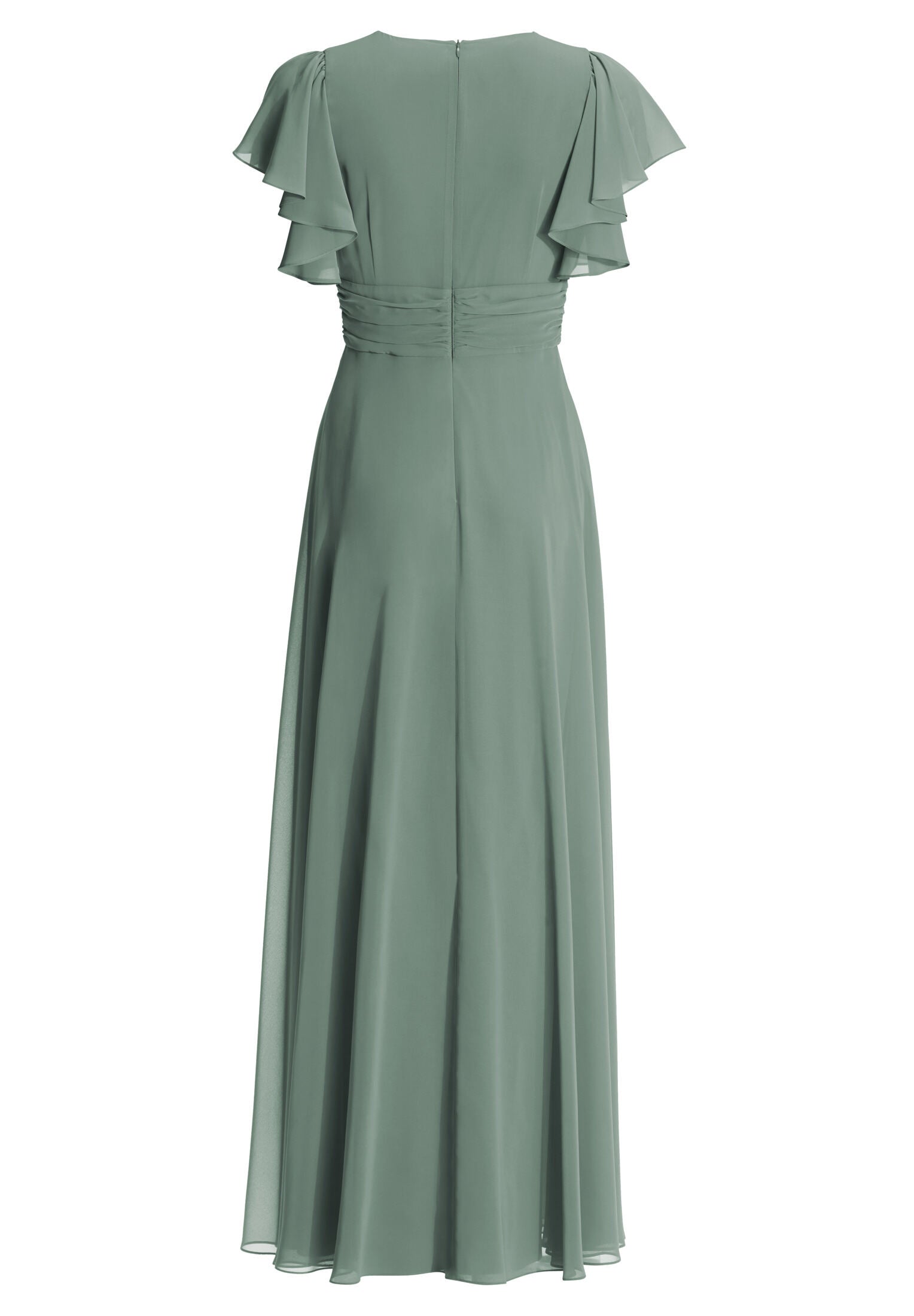 Chiffon Jumpsuit mit Überrock und Volantärmeln