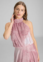 Abendkleid mit blusigem Top aus floral bedrucktem Chiffon