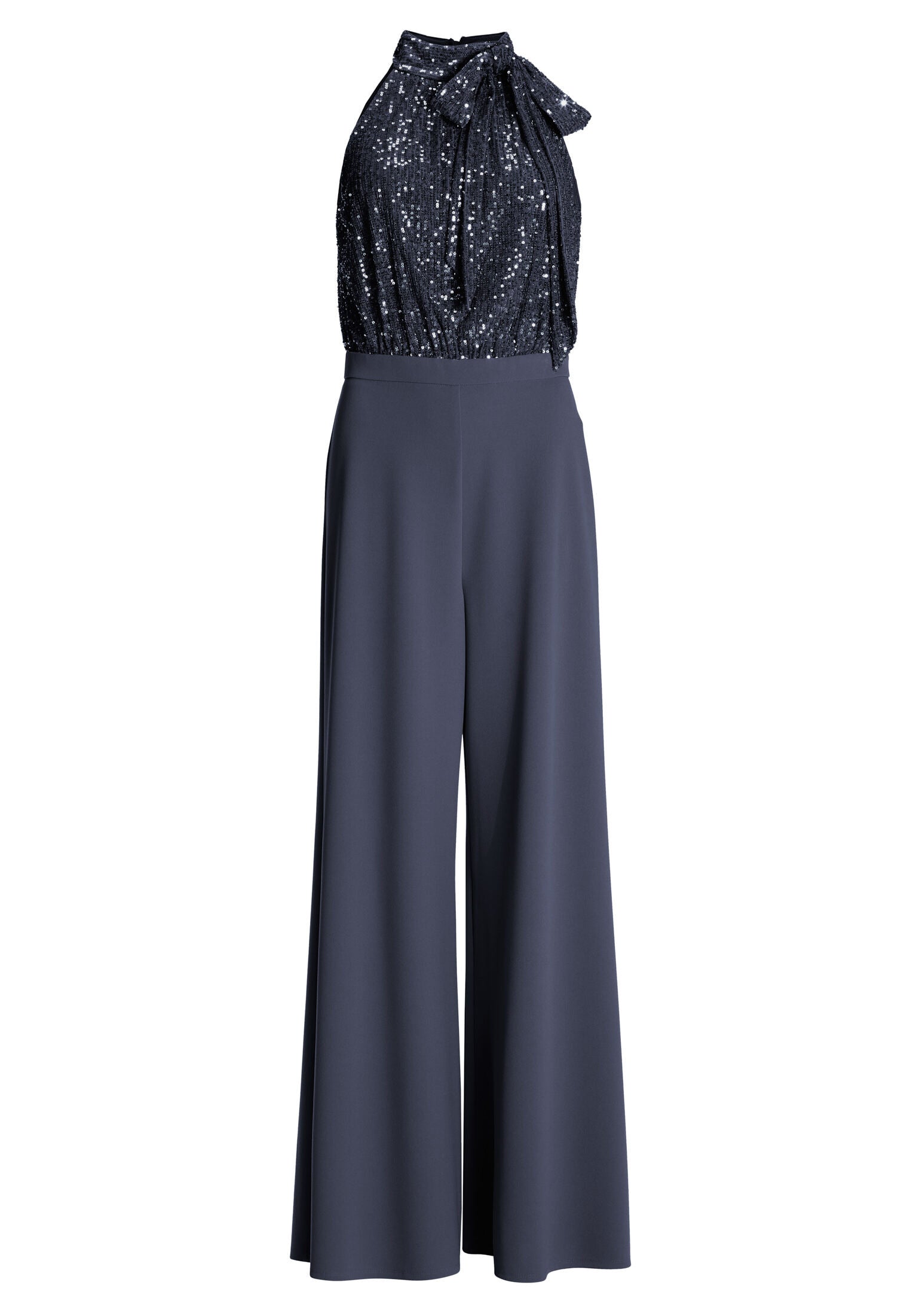 Ärmelloser Jumpsuit mit Schluppenblusen Top aus elastischer Paillette