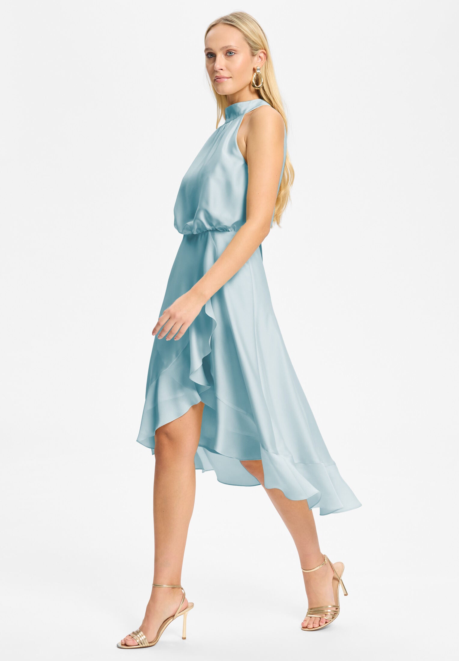 Cocktailkleid aus Satin mit Volant