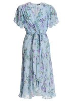 Midi Kleid in Wickel Optik aus Chiffon mit Metallicfäden