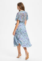 Midi Kleid in Wickel Optik aus Chiffon mit Metallicfäden
