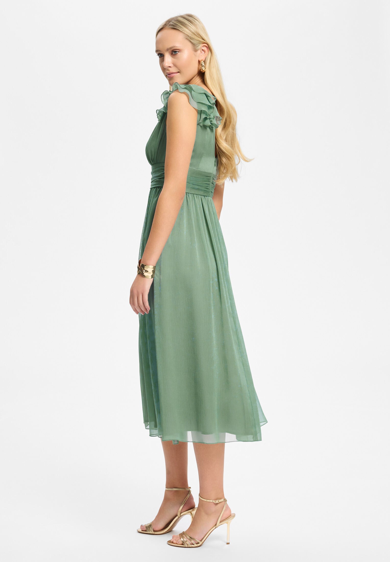 Cocktailkleid aus Crinkle Chiffon mit Volant Detail