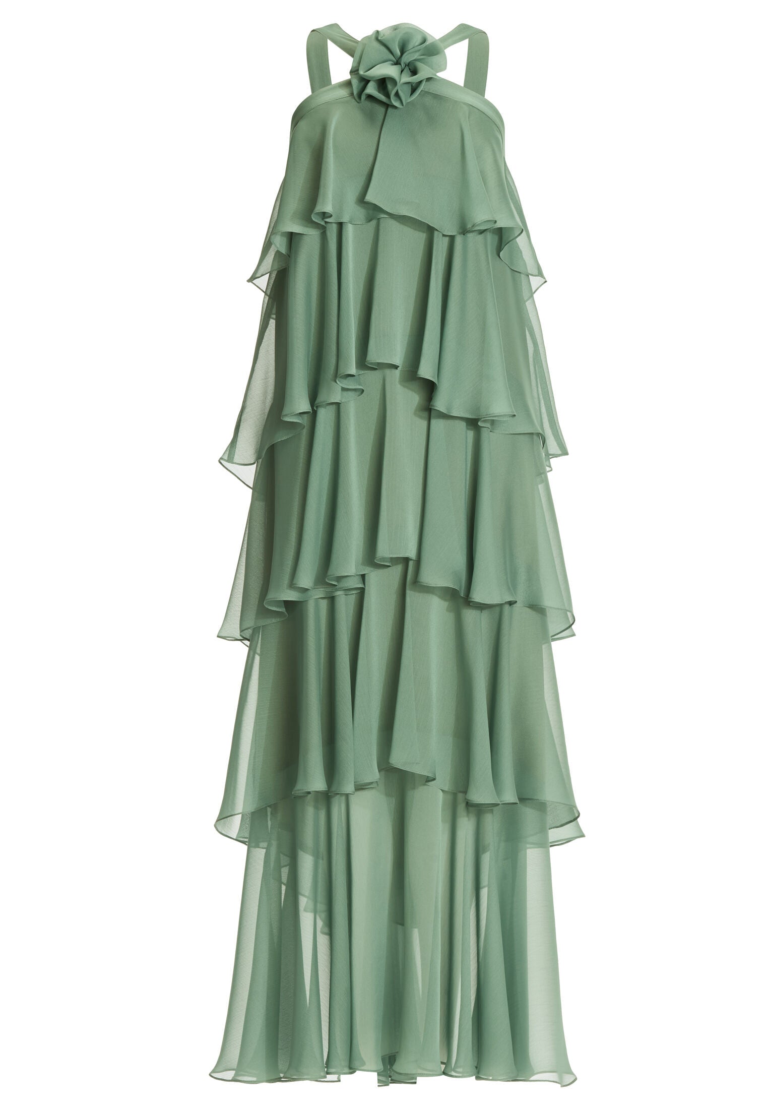 Abendkleid aus Crinkle Chiffon mit gestuften Volants