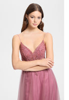 Tüllkleid mit Stickerei