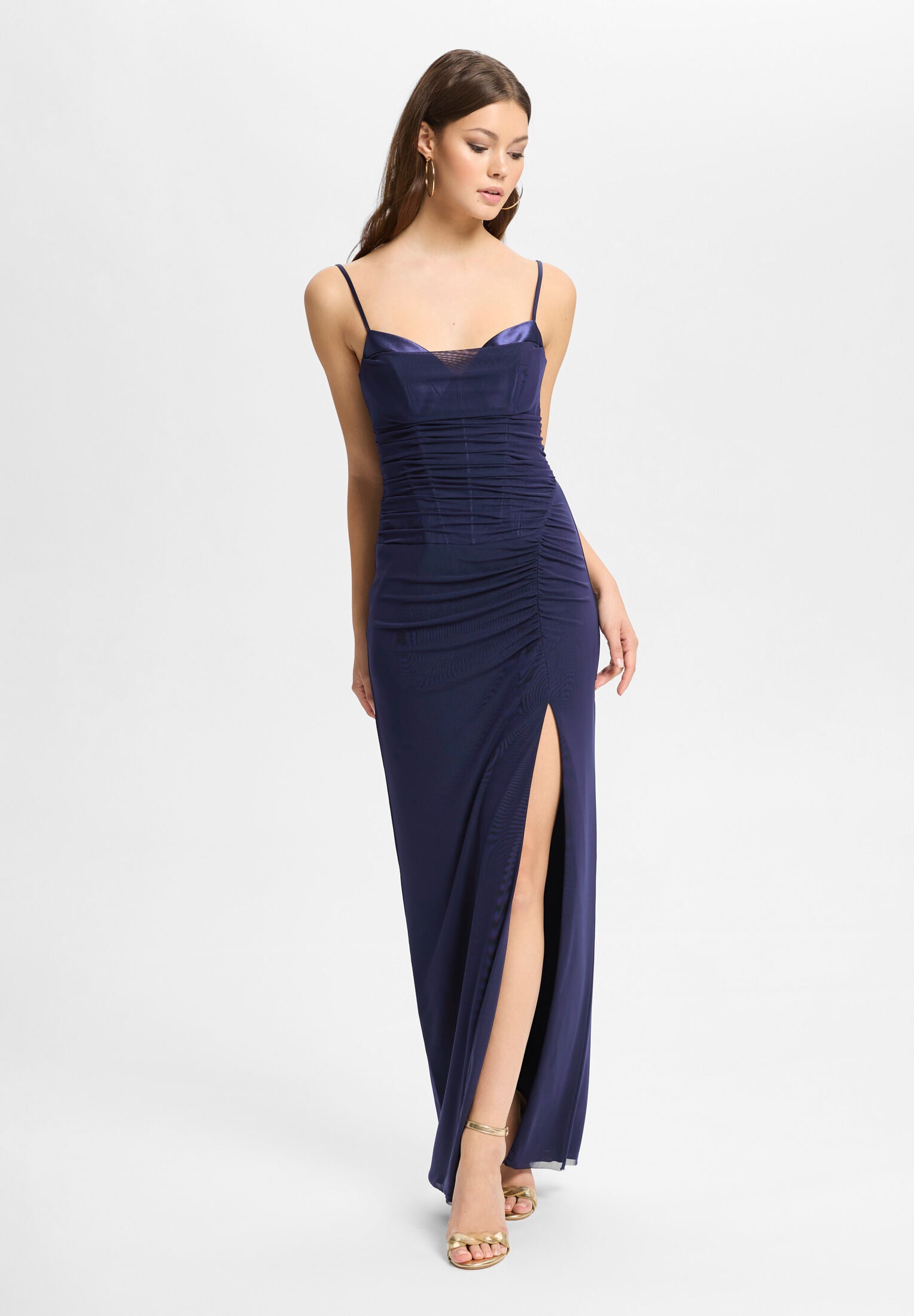 Bodycon-Abendkleid mit Beinschlitz navy