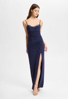 Bodycon-Abendkleid mit Beinschlitz navy