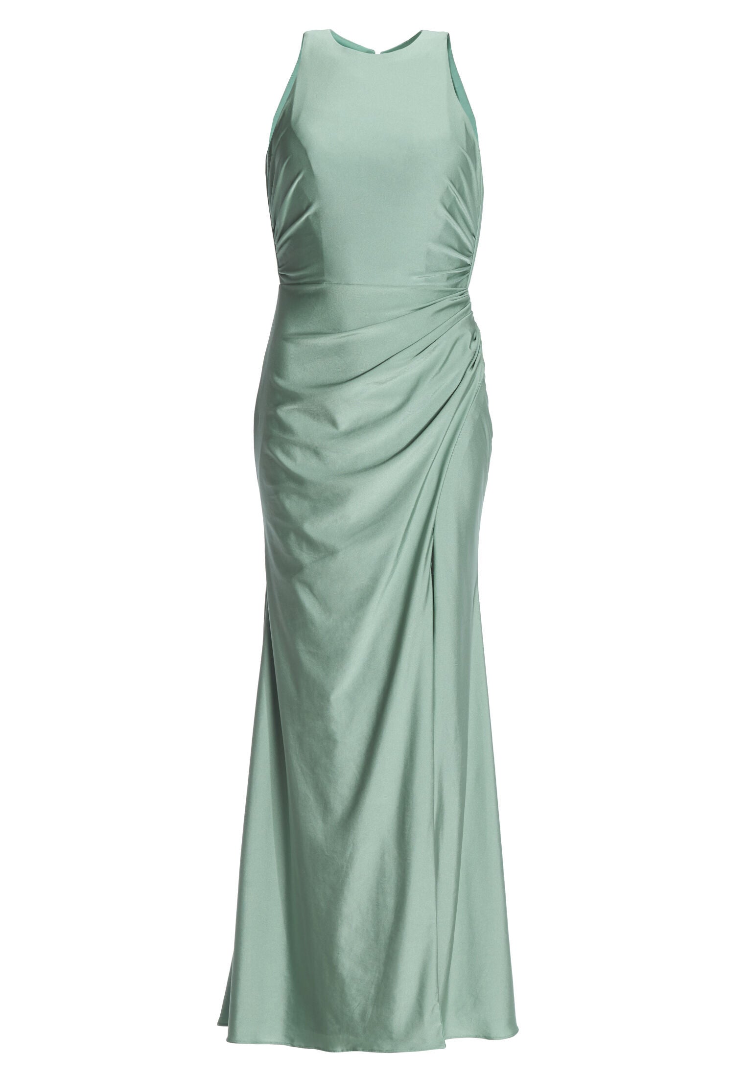 Hochgeschlossenes Abendkleid mit Beinschlitz