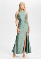Hochgeschlossenes Abendkleid mit Beinschlitz ocean teal