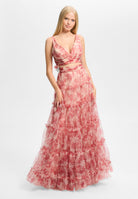 Two-Piece Kleid mit floralem Print ivory rouge print