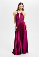 Bodenlanges Plisseékleid aus Satin mulberry