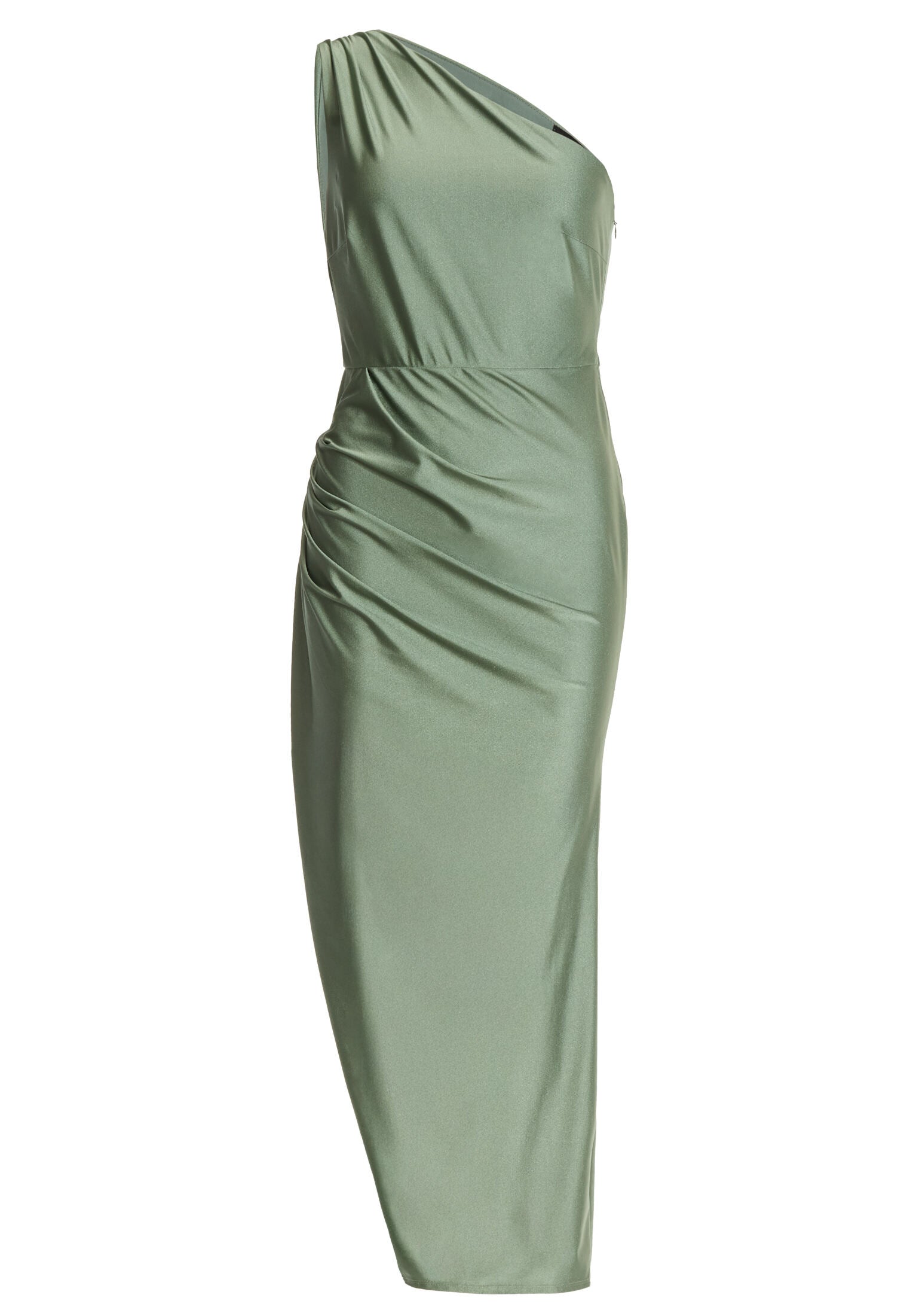 Midi Kleid One Shoulder aus satiniertem jersey