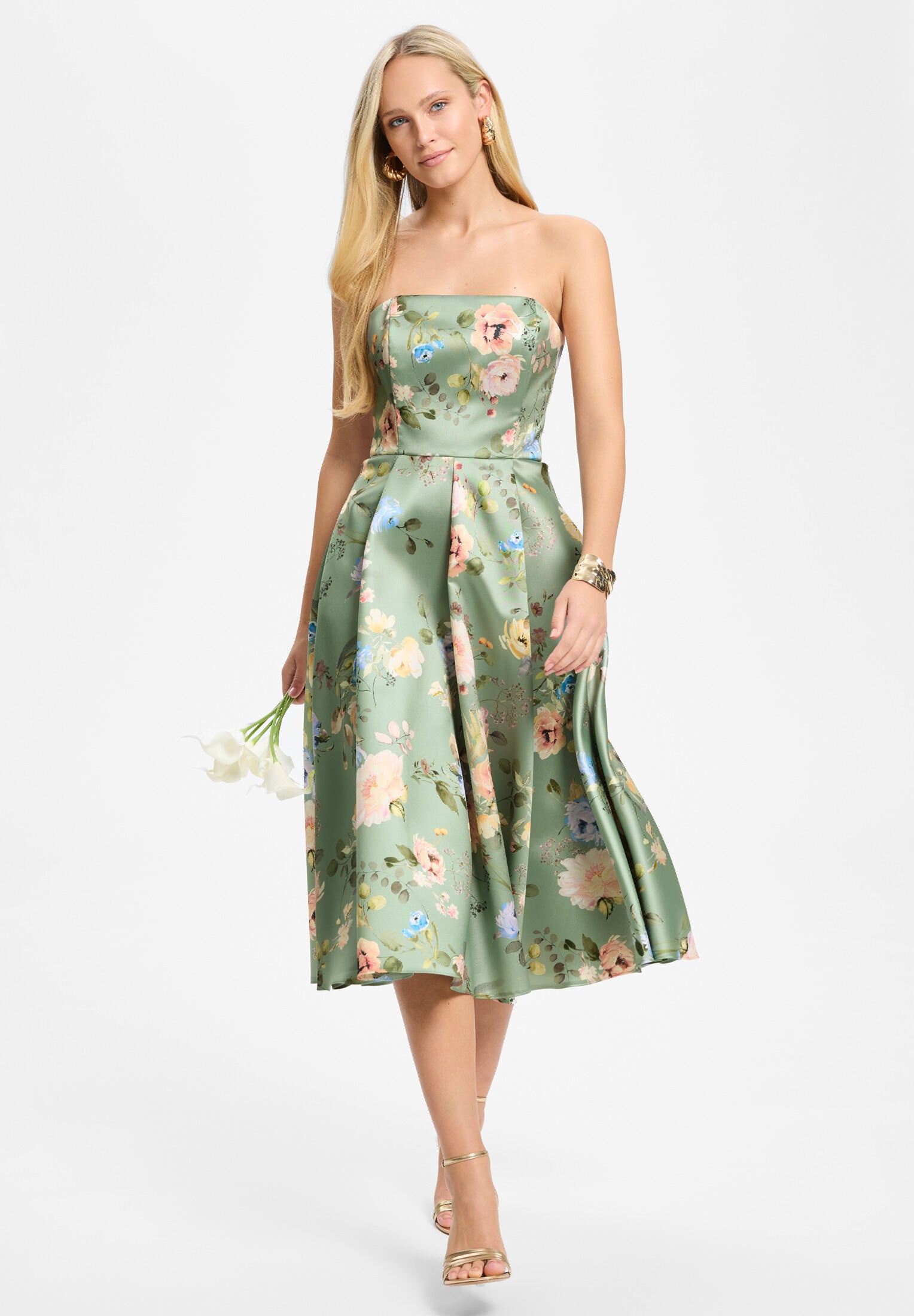Cocktailkleid aus Twill mit Korsage Oberteil pistachio green | multi