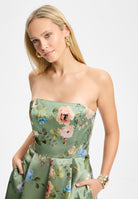 Cocktailkleid aus Twill mit Korsage Oberteil